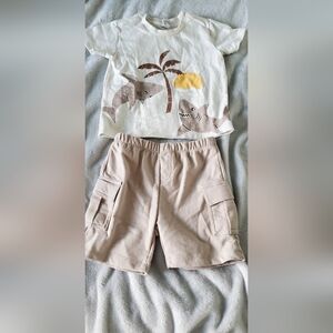 Tommy Bahama Shark Print Tee and Tan Cargo Shorts Set